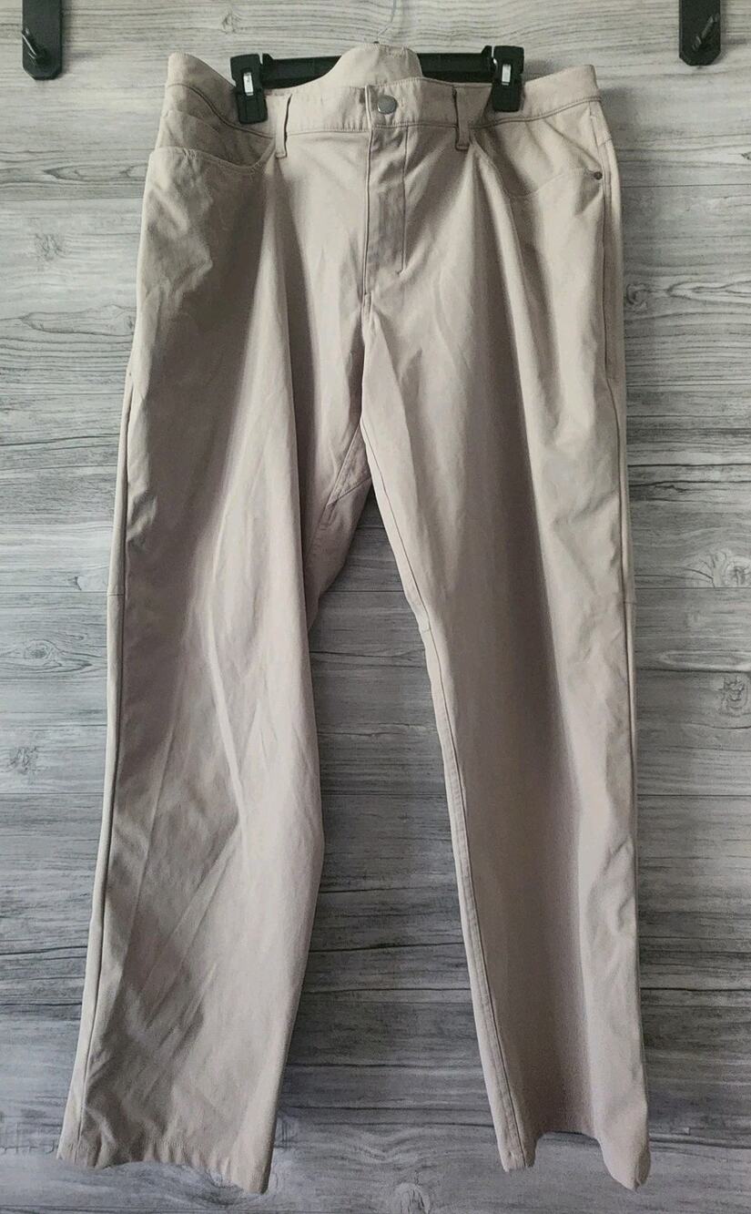Lululemon ABC Pants Men 38x31 Beige Classic Fit Sweat-Wicking Warpstreme Stretch